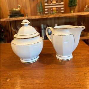 Winterling Bavaria Germany porcelain creamer and sugar set with gold trim